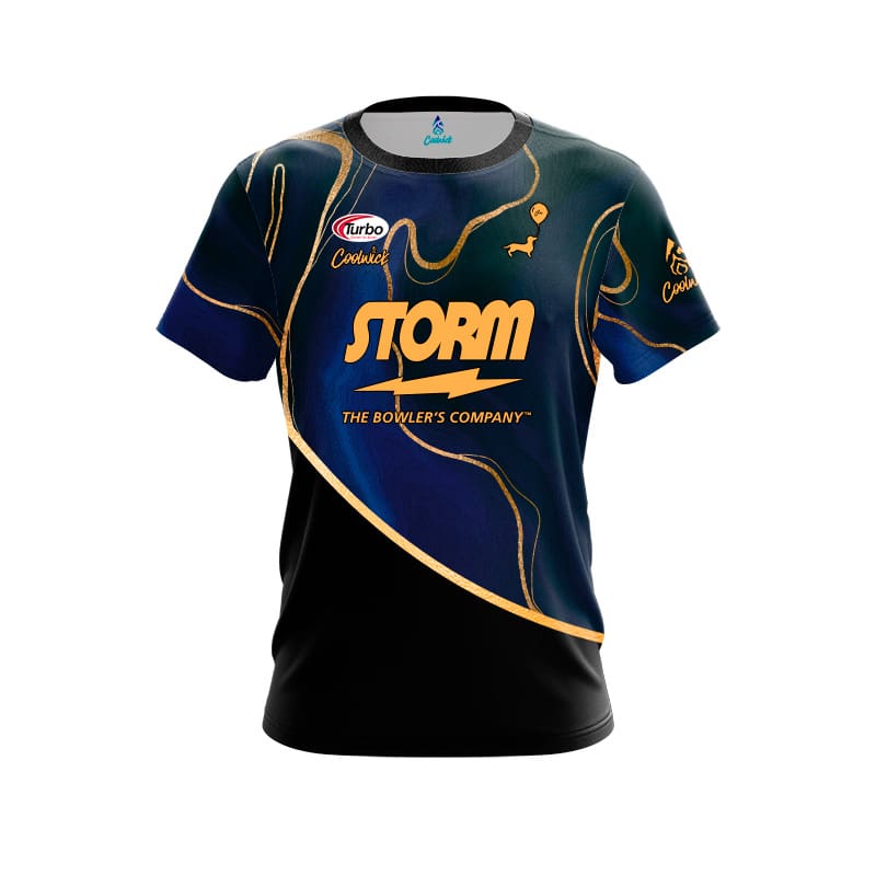 Storm Jacqueline Evans Blue Gold Rivulets CoolWick Bowling Jersey Questions & Answers