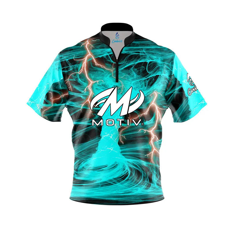 Motiv Electrical Tornado Teal Quick Ship CoolWick Sash Zip Bowling Jersey Questions & Answers