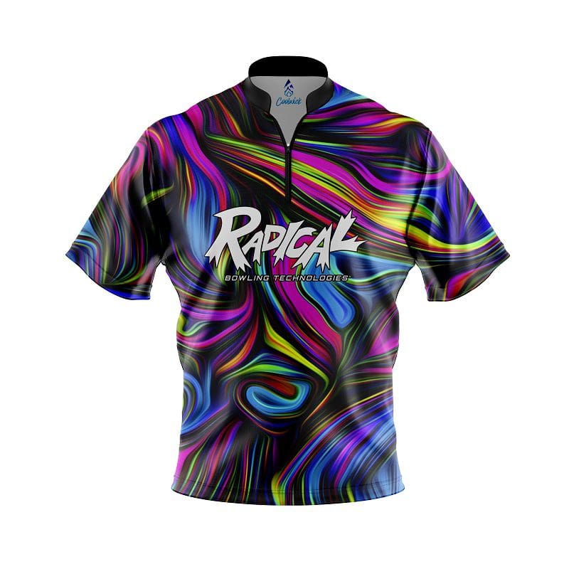 Radical Psychedelic Swirl Quick Ship CoolWick Sash Zip Bowling Jersey Questions & Answers