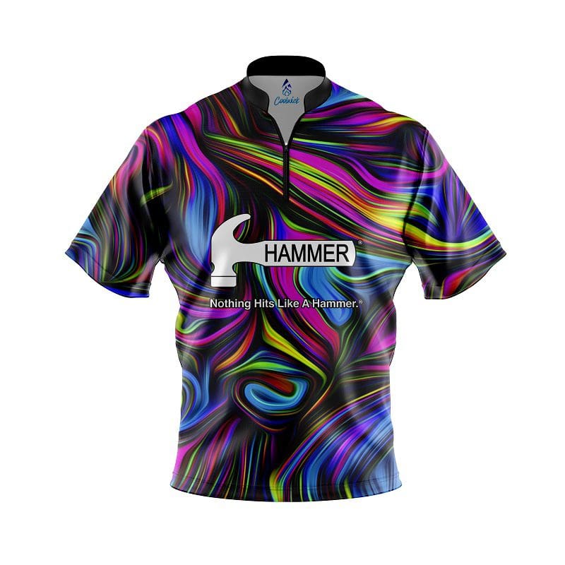 Hammer Psychedelic Swirl Quick Ship CoolWick Sash Zip Bowling Jersey Questions & Answers