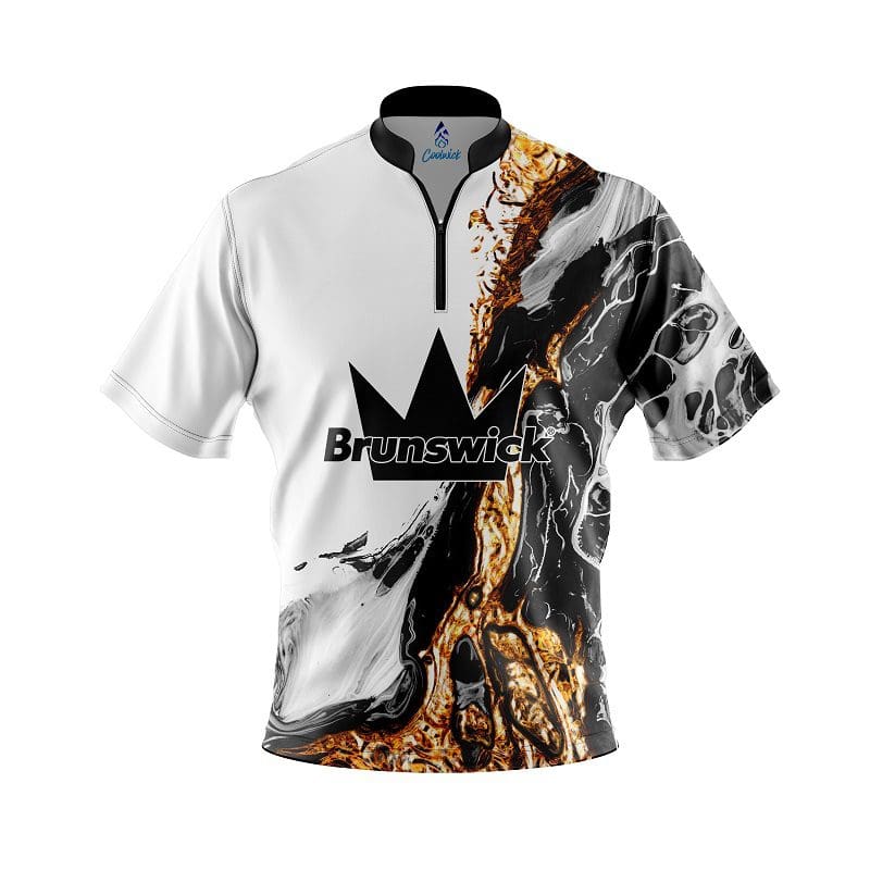 Brunswick Black And Gold Liquid Marble Quick Ship CoolWick Sash Zip Bowling Jersey Questions & Answers