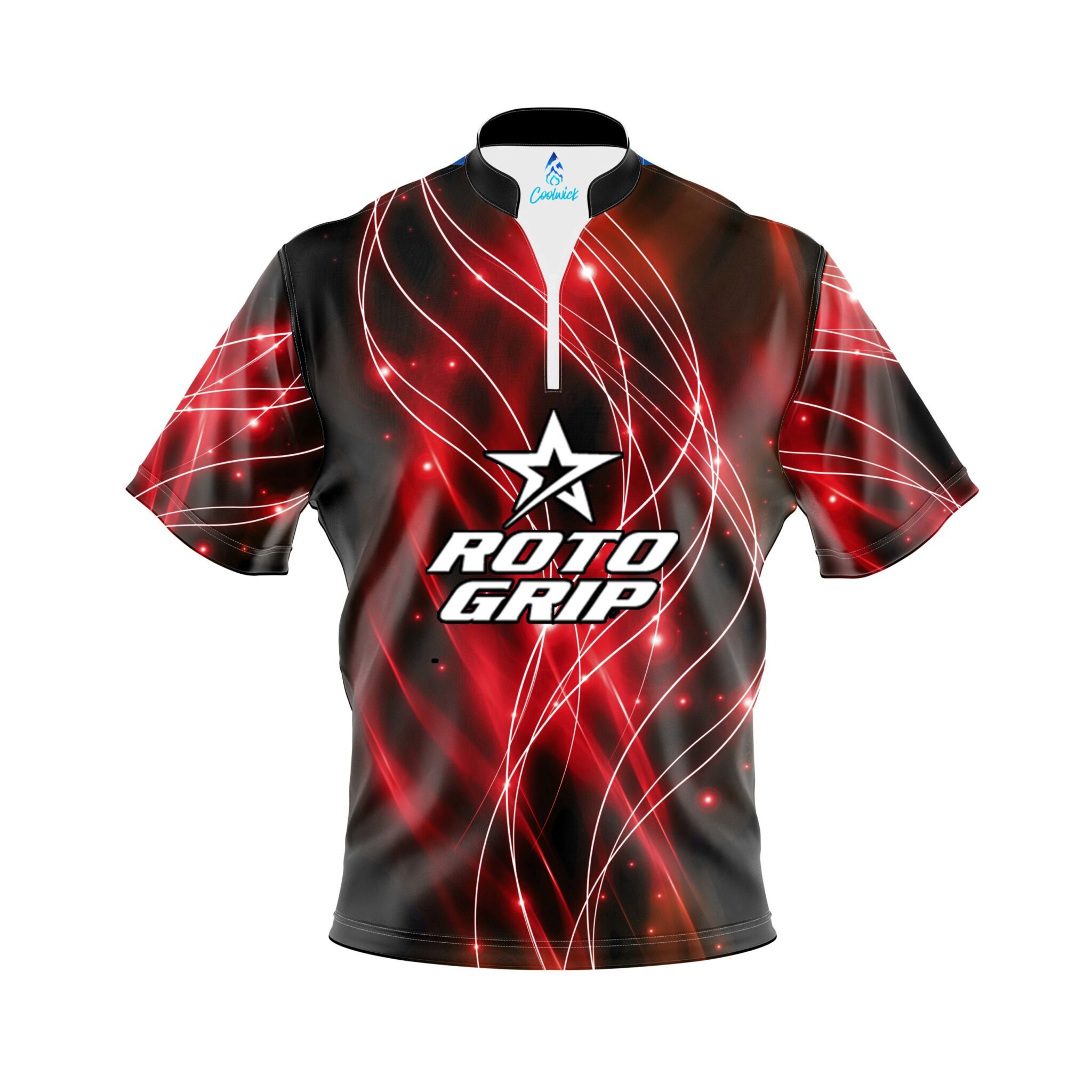 Roto Grip Red Spirals Quick Ship CoolWick Sash Zip Bowling Jersey Questions & Answers