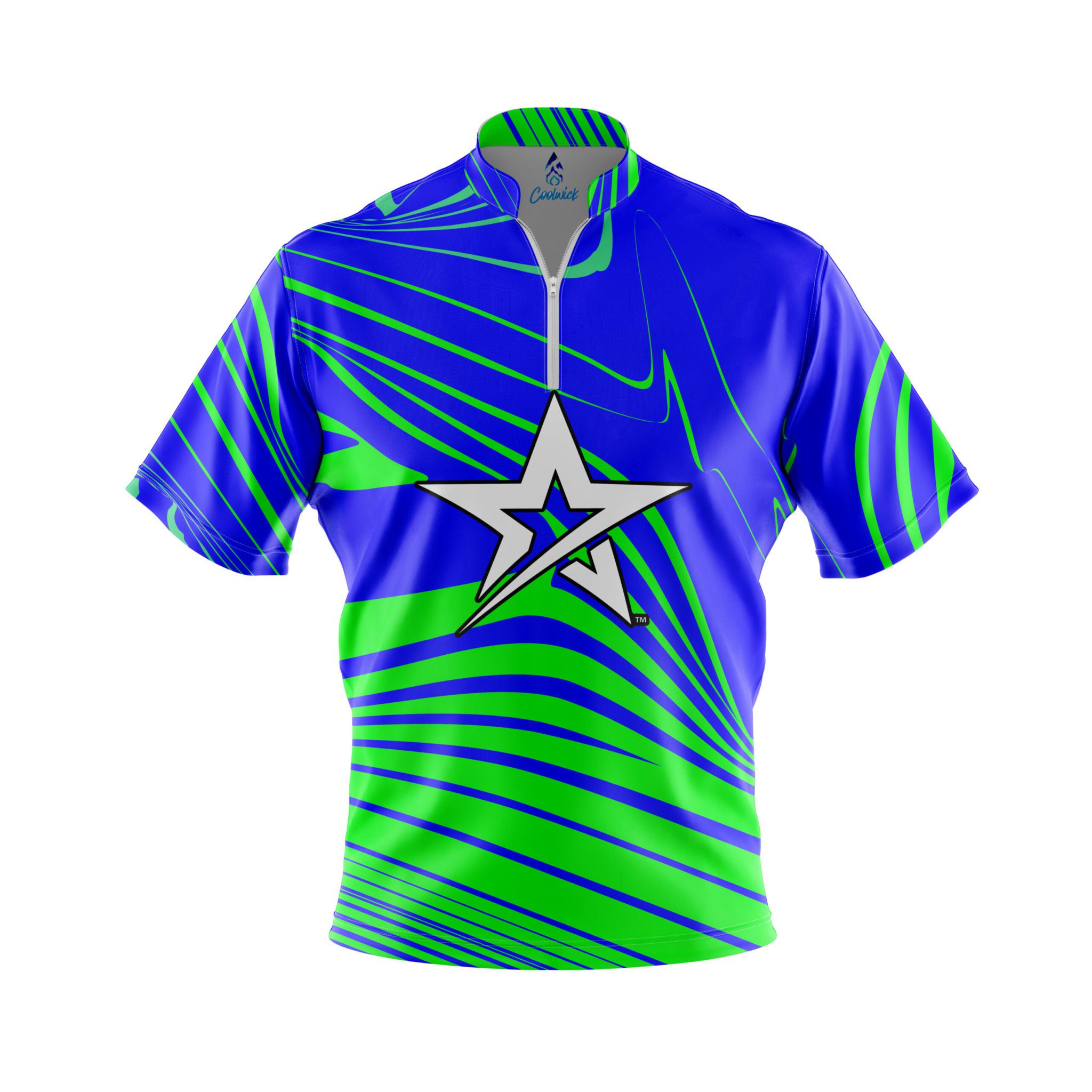 Roto Grip Green Blue Swirl Quick Ship CoolWick Sash Zip Bowling Jersey Questions & Answers