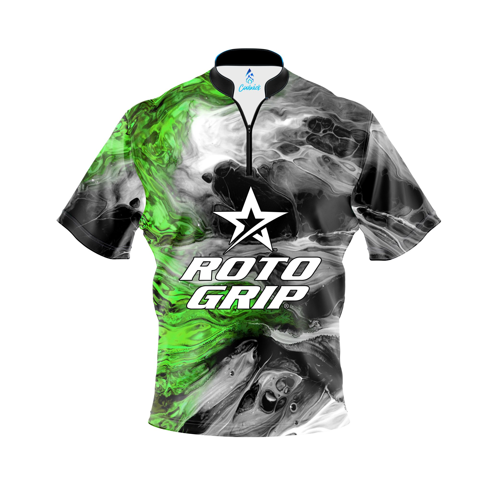 Roto Grip Green Lava Quick Ship CoolWick Sash Zip Bowling Jersey Questions & Answers