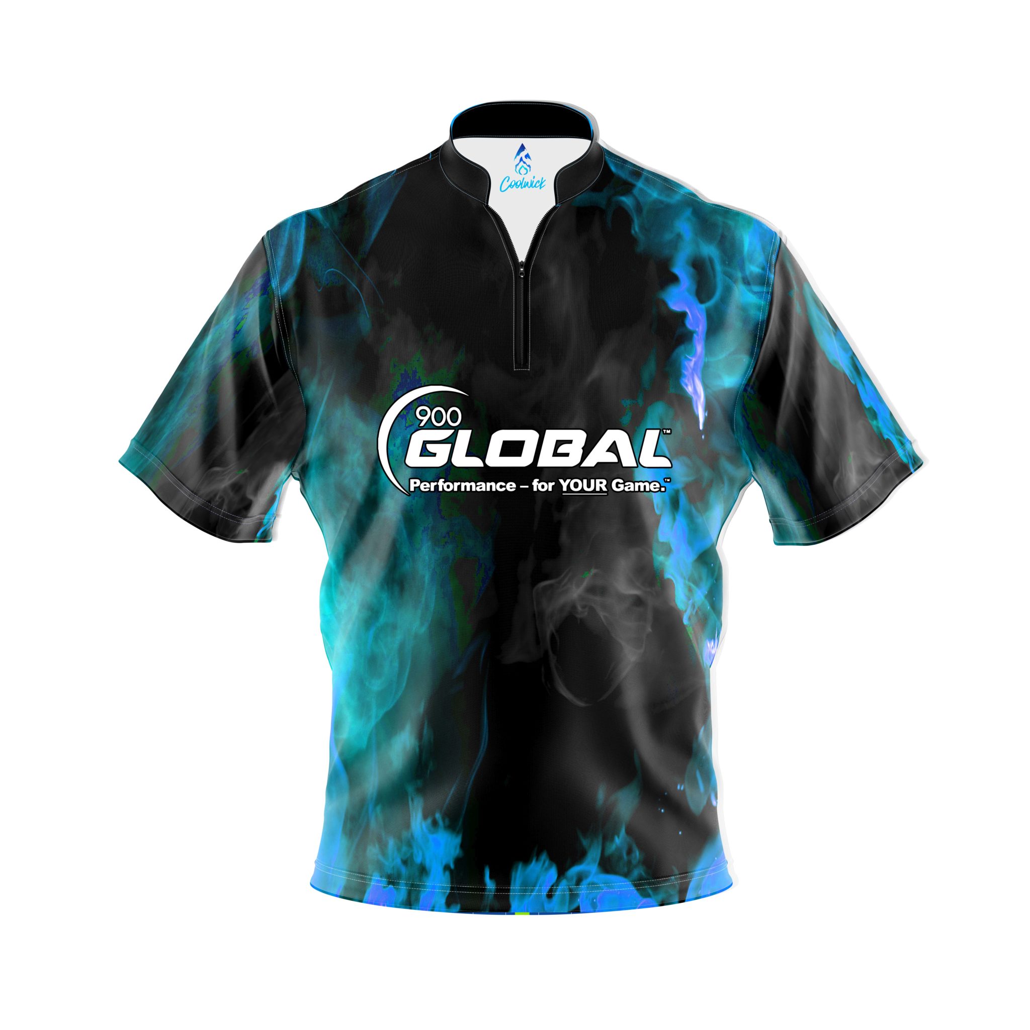 900 Global Blue Flame Quick Ship CoolWick Sash Zip Bowling Jersey Questions & Answers