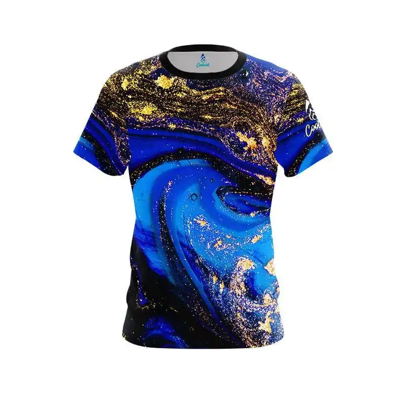 Plain Blue and Gold Liquid Marble CoolWick Bowling Jersey Questions & Answers