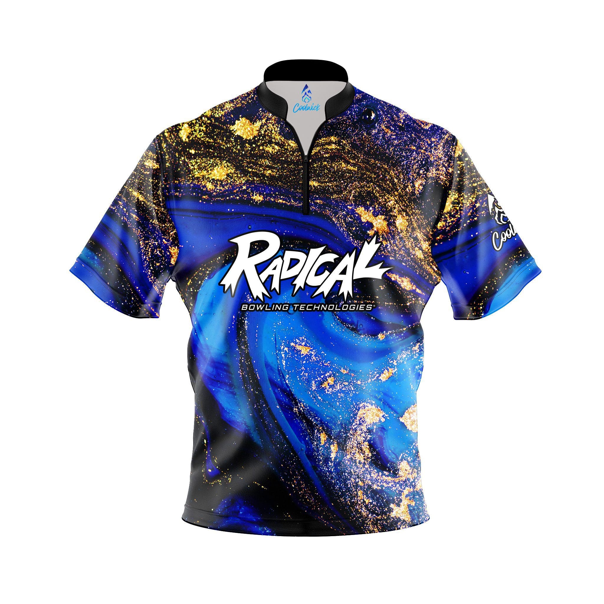 Radical Blue and Gold Liquid Marble Quick Ship CoolWick Sash Zip Bowling Jersey Questions & Answers