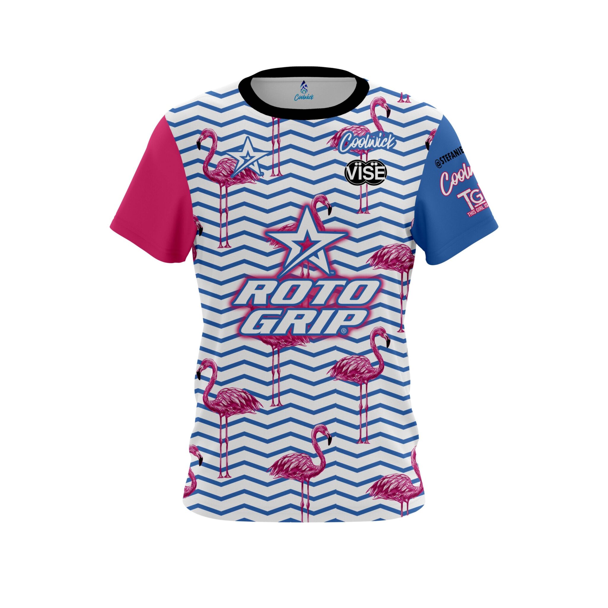 Stefanie Johnson Roto Grip Flamingo Party CoolWick Bowling Jersey Questions & Answers