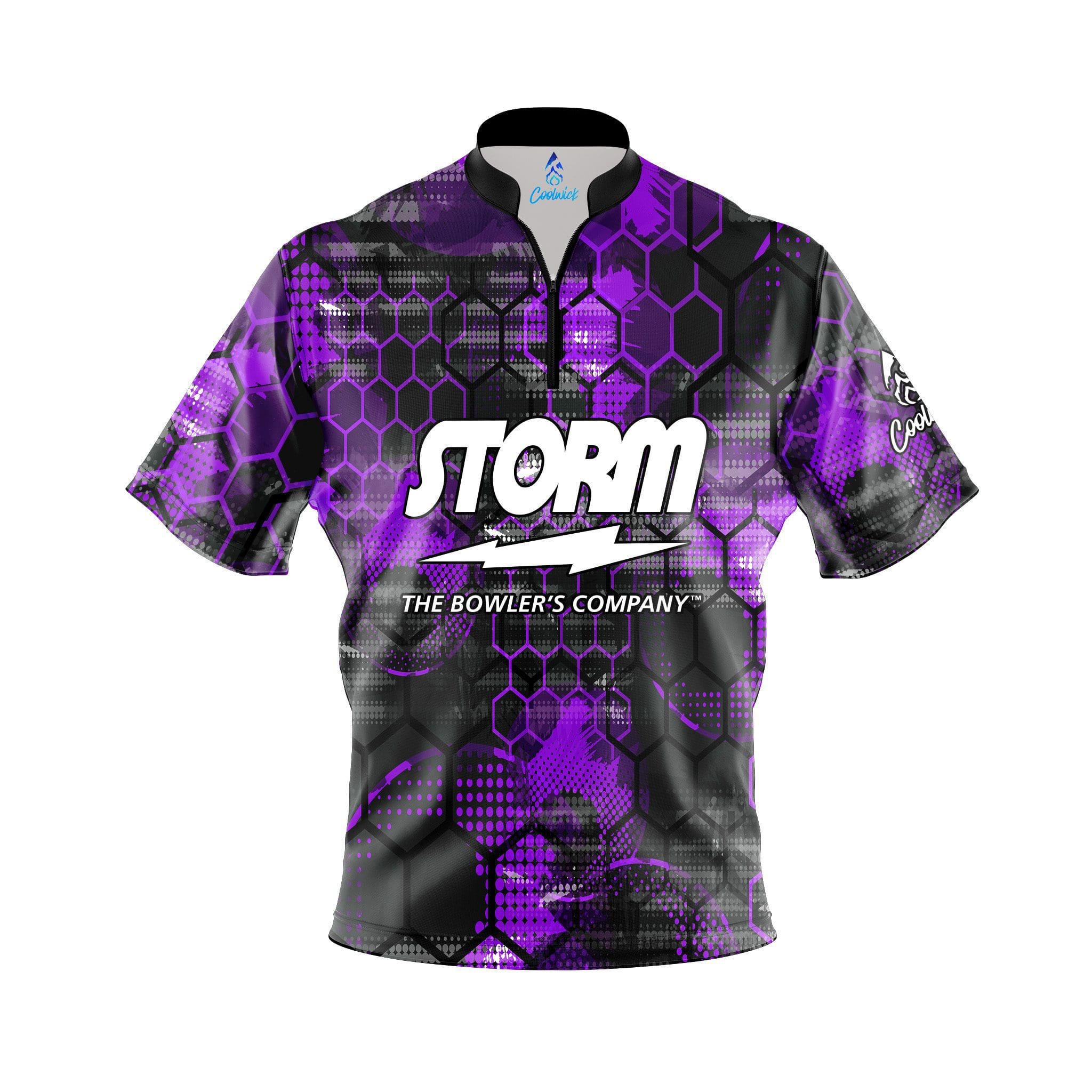 Storm Purple Honeycomb Quick Ship CoolWick Sash Zip Bowling Jersey Questions & Answers