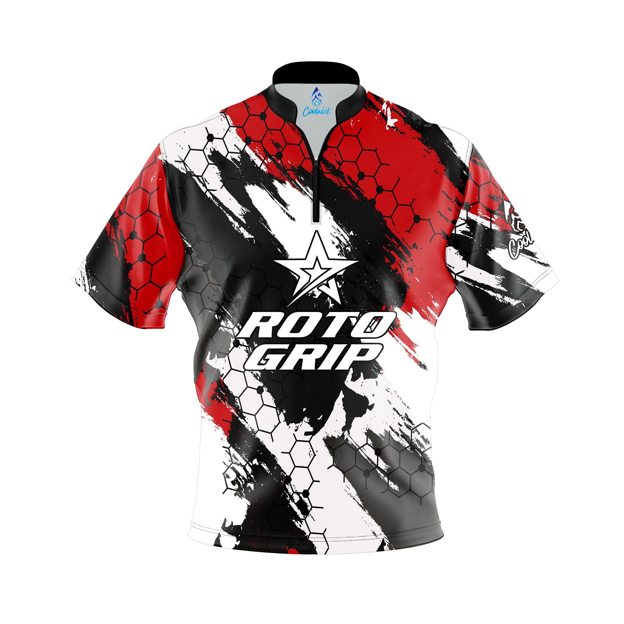 Roto Grip Red Hexagram Quick Ship CoolWick Sash Zip Bowling Jersey Questions & Answers