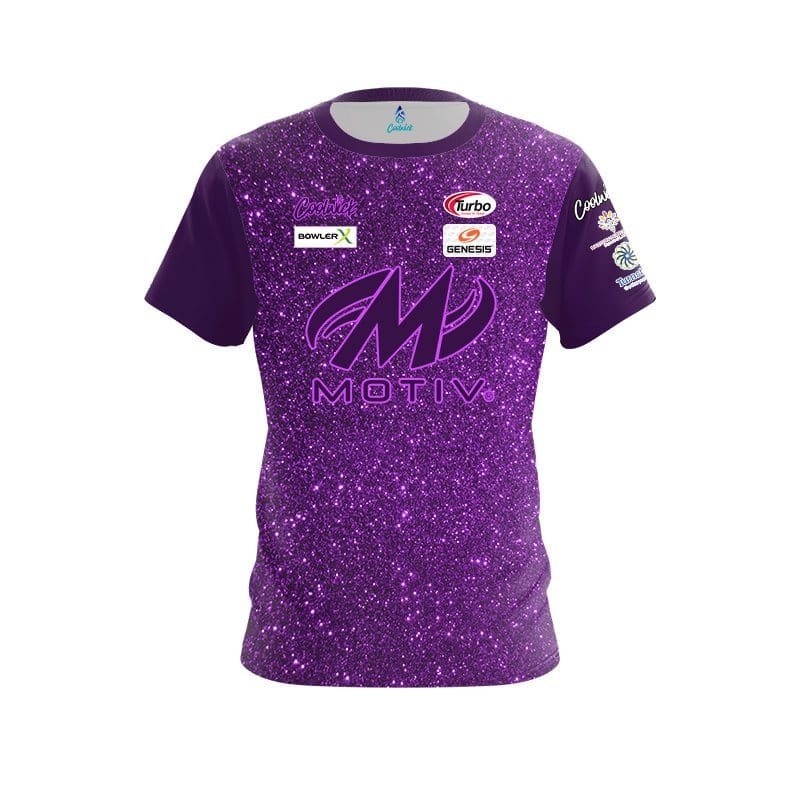 Can the first name be put on the front of the Motiv Kayla Crawford purple glitter Coolwick bowling jersey?