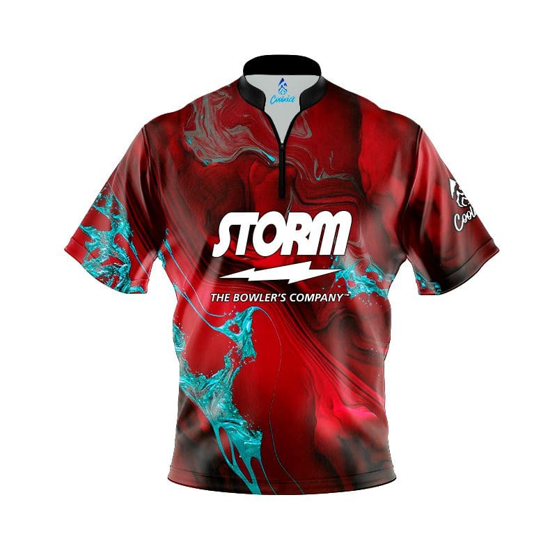 Storm Bloody Teal Quick Ship CoolWick Sash Zip Bowling Jersey Questions & Answers