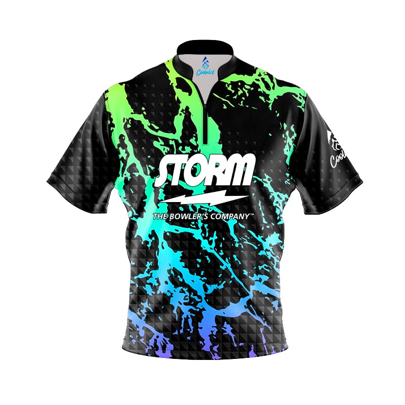 Storm Geometric Graffiti Quick Ship CoolWick Sash Zip Bowling Jersey Questions & Answers